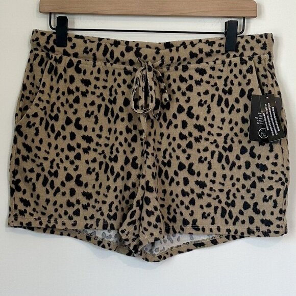 NWT 2Liv Cheetah Print Pull-On Drawstring Loungewear Shorts - Size: Medium - Picture 1 of 6
